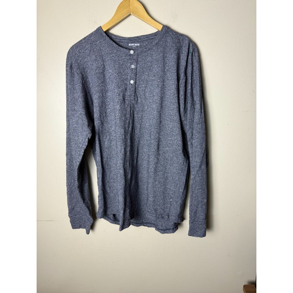 Bonobos Slim Fit Long Sleeve T Shirt Mens L Gray 1/4 Button Up Casual Breathable